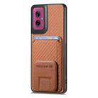 For Motorola Moto G55 Carbon Fiber Card Bag Fold Stand Phone Case(Brown) - 2