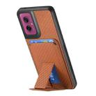 For Motorola Moto G55 Carbon Fiber Card Bag Fold Stand Phone Case(Brown) - 3