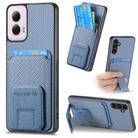 For Motorola Moto G Power 5G 2024 Carbon Fiber Card Bag Fold Stand Phone Case(Blue) - 1