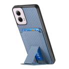 For Motorola Moto G Power 5G 2024 Carbon Fiber Card Bag Fold Stand Phone Case(Blue) - 3