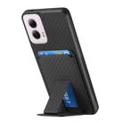 For Motorola Moto G Power 5G 2024 Carbon Fiber Card Bag Fold Stand Phone Case(Black) - 3