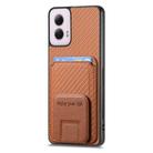 For Motorola Moto G Power 5G 2024 Carbon Fiber Card Bag Fold Stand Phone Case(Brown) - 2