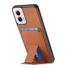 For Motorola Moto G Power 5G 2024 Carbon Fiber Card Bag Fold Stand Phone Case(Brown) - 3