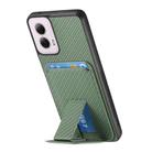 For Motorola Moto G Power 5G 2024 Carbon Fiber Card Bag Fold Stand Phone Case(Green) - 3
