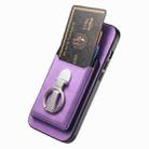 For Huawei Mate 70 Pro Retro Folding Ring Holder Card Bag MagSafe Phone Case(Purple) - 3