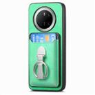 For Huawei Mate 70 Pro Retro Folding Ring Holder Card Bag MagSafe Phone Case(Green) - 2