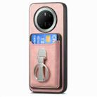 For Huawei Mate 70 Pro Retro Folding Ring Holder Card Bag MagSafe Phone Case(Pink) - 2