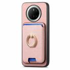 For Huawei Mate 70 Pro Retro Cross Leather Ring Vertical Insert Card Bag MagSafe Phone Case(Pink) - 2