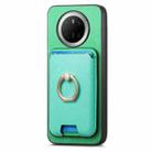 For Huawei Mate 70 Pro Retro Cross Leather Ring Vertical Insert Card Bag MagSafe Phone Case(Green) - 2