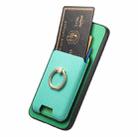 For Huawei Mate 70 Pro Retro Cross Leather Ring Vertical Insert Card Bag MagSafe Phone Case(Green) - 3