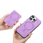 For iPhone 16 Pro Max Retro Cross Leather Ring Side Insert Card Bag MagSafe Phone Case(Purple) - 3