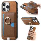 For iPhone 16 Pro Max Retro Cross Leather Ring Side Insert Card Bag MagSafe Phone Case(Brown) - 1