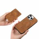 For iPhone 16 Pro Max Retro Cross Leather Ring Side Insert Card Bag MagSafe Phone Case(Brown) - 3