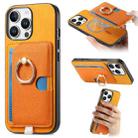 For iPhone 16 Pro Retro Cross Leather Ring Side Insert Card Bag MagSafe Phone Case(Yellow) - 1