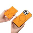 For iPhone 16 Pro Retro Cross Leather Ring Side Insert Card Bag MagSafe Phone Case(Yellow) - 3