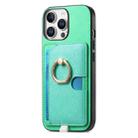 For iPhone 16 Pro Retro Cross Leather Ring Side Insert Card Bag MagSafe Phone Case(Green) - 2