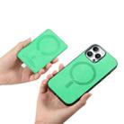 For iPhone 16 Pro Retro Cross Leather Ring Side Insert Card Bag MagSafe Phone Case(Green) - 3