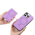 For iPhone 15 Pro max Retro Cross Leather Ring Side Insert Card Bag MagSafe Phone Case(Purple) - 3