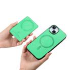 For iPhone 15 Plus Retro Cross Leather Ring Side Insert Card Bag MagSafe Phone Case(Green) - 3