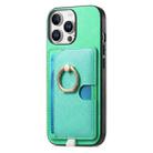 For iPhone 14 Retro Cross Leather Ring Side Insert Card Bag MagSafe Phone Case(Green) - 2