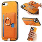For iPhone 7 / 8 / SE 2022 Retro Cross Leather Ring Side Insert Card Bag MagSafe Phone Case(Yellow) - 1