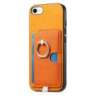 For iPhone 7 / 8 / SE 2022 Retro Cross Leather Ring Side Insert Card Bag MagSafe Phone Case(Yellow) - 2