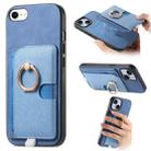 For iPhone 7 / 8 / SE 2022 Retro Cross Leather Ring Side Insert Card Bag MagSafe Phone Case(Blue) - 1