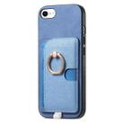 For iPhone 7 / 8 / SE 2022 Retro Cross Leather Ring Side Insert Card Bag MagSafe Phone Case(Blue) - 2
