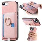 For iPhone 7 / 8 / SE 2022 Retro Cross Leather Ring Side Insert Card Bag MagSafe Phone Case(Pink) - 1