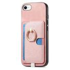 For iPhone 7 / 8 / SE 2022 Retro Cross Leather Ring Side Insert Card Bag MagSafe Phone Case(Pink) - 2