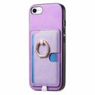 For iPhone 7 / 8 / SE 2022 Retro Cross Leather Ring Side Insert Card Bag MagSafe Phone Case(Purple) - 2