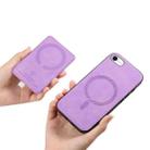 For iPhone 7 / 8 / SE 2022 Retro Cross Leather Ring Side Insert Card Bag MagSafe Phone Case(Purple) - 3