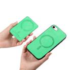 For iPhone 7 / 8 / SE 2022 Retro Cross Leather Ring Side Insert Card Bag MagSafe Phone Case(Green) - 3