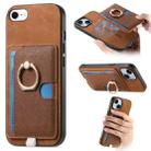 For iPhone 7 / 8 / SE 2022 Retro Cross Leather Ring Side Insert Card Bag MagSafe Phone Case(Brown) - 1
