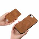 For iPhone 7 / 8 / SE 2022 Retro Cross Leather Ring Side Insert Card Bag MagSafe Phone Case(Brown) - 3