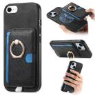 For iPhone 7 / 8 / SE 2022 Retro Cross Leather Ring Side Insert Card Bag MagSafe Phone Case(Black) - 1