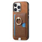 For iPhone 13 Pro Max Retro Cross Leather Ring Side Insert Card Bag MagSafe Phone Case(Brown) - 2
