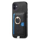 For iPhone 13 Retro Cross Leather Ring Side Insert Card Bag MagSafe Phone Case(Black) - 2