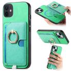 For iPhone 12 / 12 Pro Retro Cross Leather Ring Side Insert Card Bag MagSafe Phone Case(Green) - 1