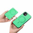 For iPhone 12 / 12 Pro Retro Cross Leather Ring Side Insert Card Bag MagSafe Phone Case(Green) - 3