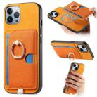 For iPhone 12 Pro Max Retro Cross Leather Ring Side Insert Card Bag MagSafe Phone Case(Yellow) - 1