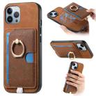 For iPhone 12 Pro Max Retro Cross Leather Ring Side Insert Card Bag MagSafe Phone Case(Brown) - 1