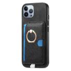 For iPhone 12 Pro Max Retro Cross Leather Ring Side Insert Card Bag MagSafe Phone Case(Black) - 2