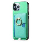 For iPhone 11 Pro Max Retro Cross Leather Ring Side Insert Card Bag MagSafe Phone Case(Green) - 2