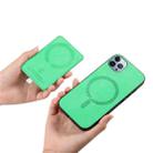 For iPhone 11 Pro Max Retro Cross Leather Ring Side Insert Card Bag MagSafe Phone Case(Green) - 3