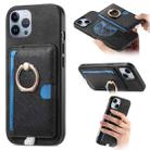 For iPhone 11 Pro Max Retro Cross Leather Ring Side Insert Card Bag MagSafe Phone Case(Black) - 1