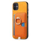 For iPhone 11 Retro Cross Leather Ring Side Insert Card Bag MagSafe Phone Case(Yellow) - 2