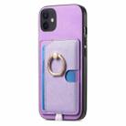 For iPhone 11 Retro Cross Leather Ring Side Insert Card Bag MagSafe Phone Case(Purple) - 2