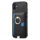For iPhone 11 Retro Cross Leather Ring Side Insert Card Bag MagSafe Phone Case(Black) - 2