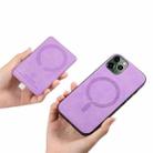 For iPhone 11 Pro Retro Cross Leather Ring Side Insert Card Bag MagSafe Phone Case(Purple) - 3